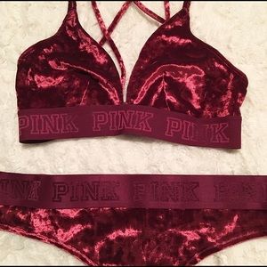 VS PINK ruby velvet bralette thong set